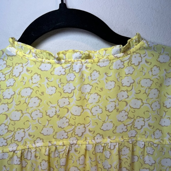 Loft Outlet Women's Sleeveless Floral Ruffle Half Button Blouse Top Yellow Small - Picture 10 of 14